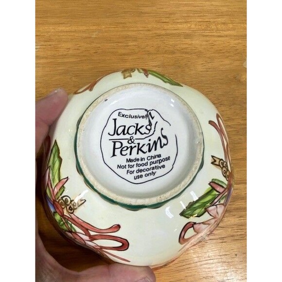 Jacks & Perkins Decorative Ceramic Hand Painted Scalloped Rim Bowl with Flowers - Picture 7 of 14